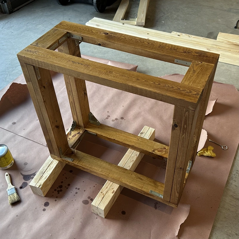 stained aquarium stand
