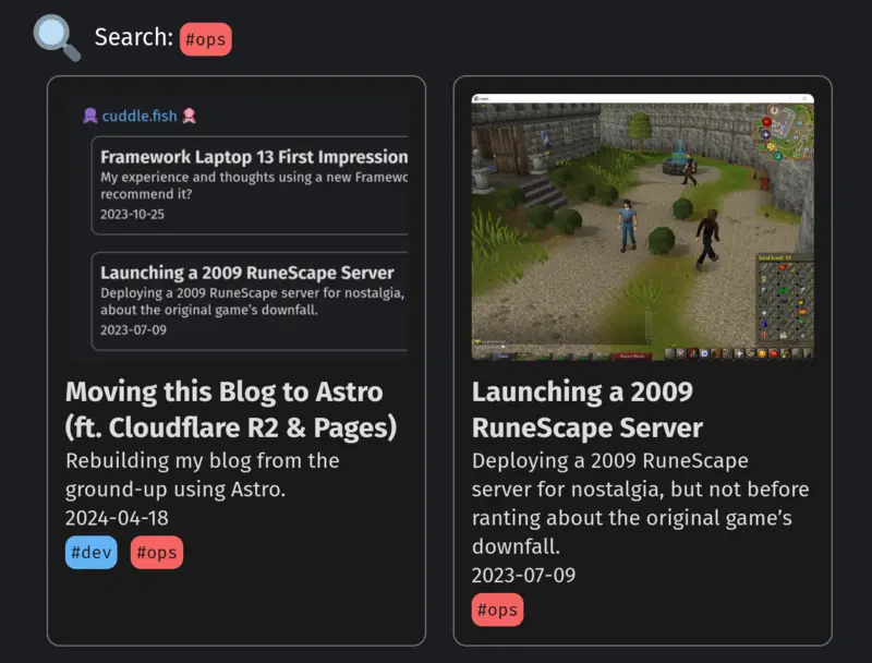 tag filtering page